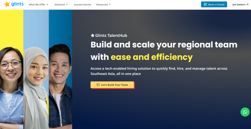 Page d'accueil de Glints