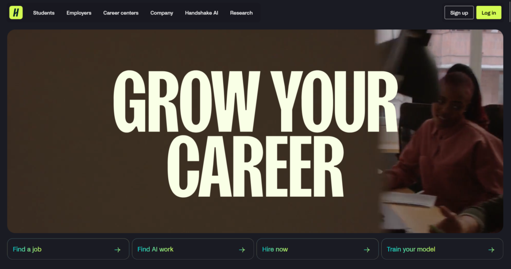 Page d'accueil de la poignée de main