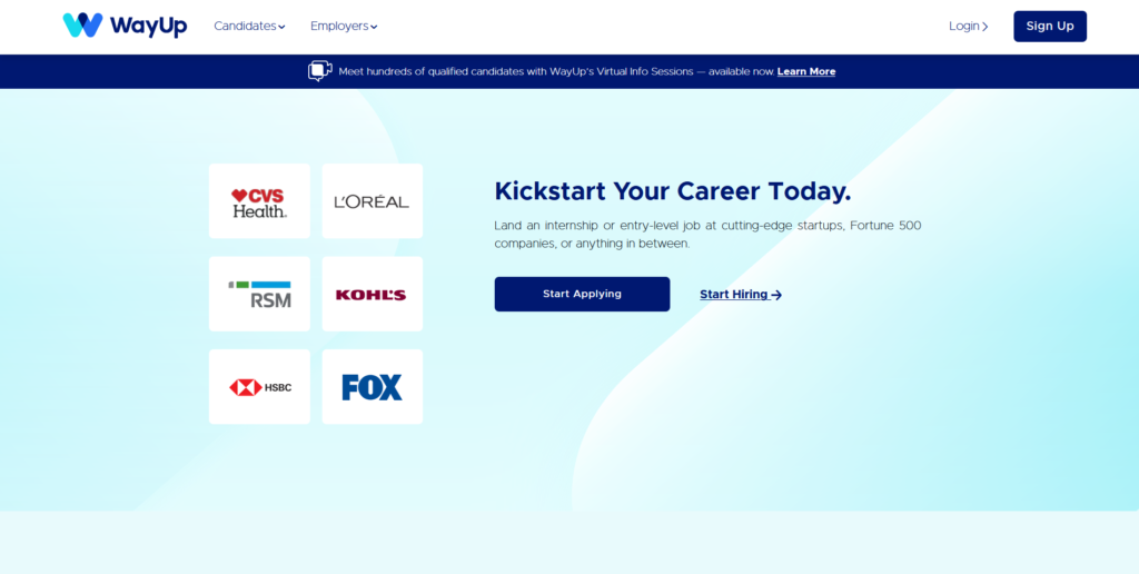 Page d'accueil de wayup