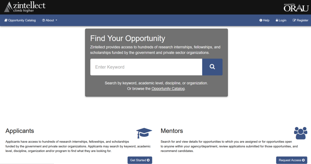 Page d'accueil de Zintellect