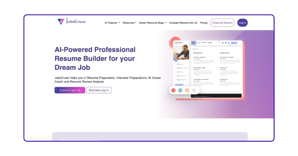 JobsCruze Creador de currículos basado en inteligencia artificial para la preparación del empleo y la orientación profesional