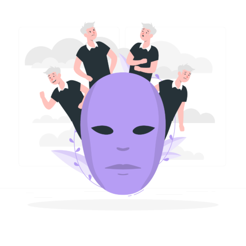 Illustration with multiple personalities for the career personality test