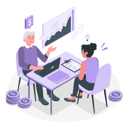 Illustration of two people discussing salary negotiation