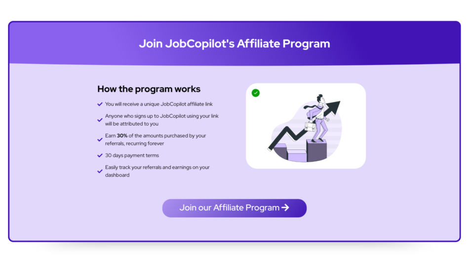 Screenshot of JobCopilot's affiliate program page