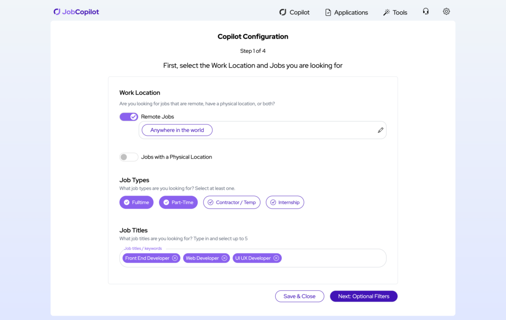 Étape 1 - Développeur frontal