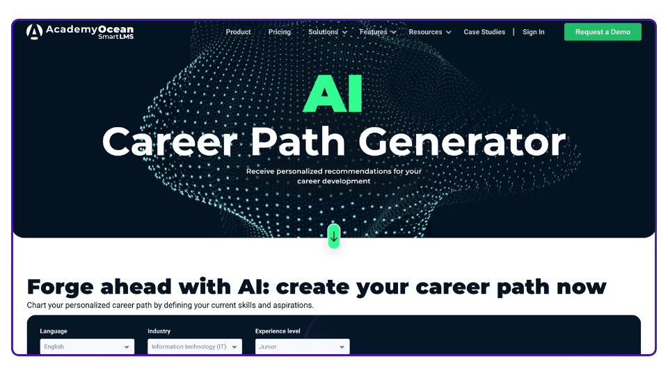 Página generadora de trayectorias profesionales de AcademyOcean