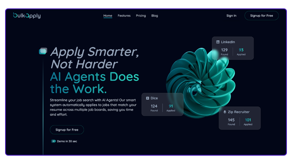 Página de inicio de BulkApply