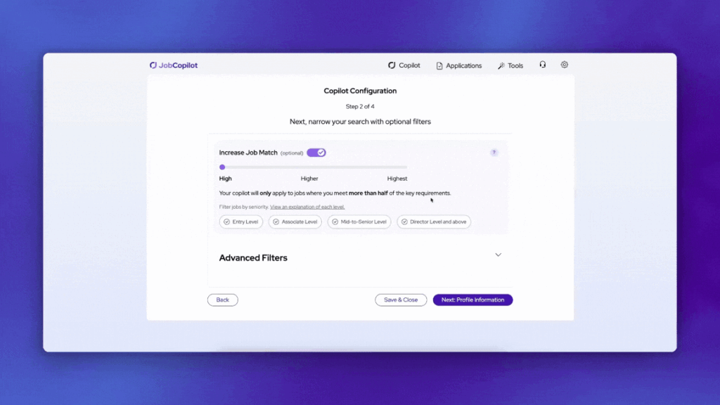 Ajustez votre automatisation avec JobCopilot