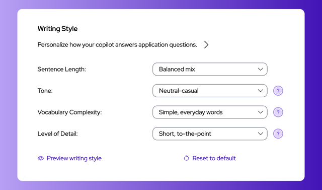 Writing Style for Personalized Job Applications