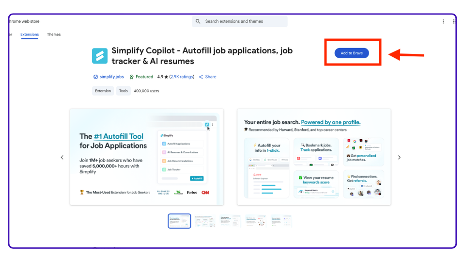 Installer l'extension Simplify Jobs