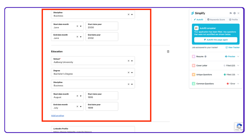 Réviser les réponses remplies par Simplifier