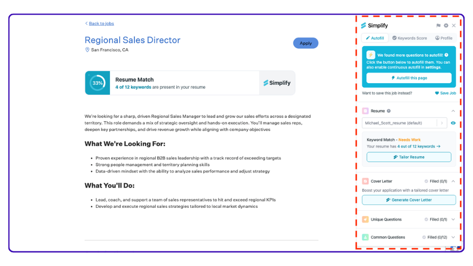 Visiter une offre d'emploi supportée par Simplify