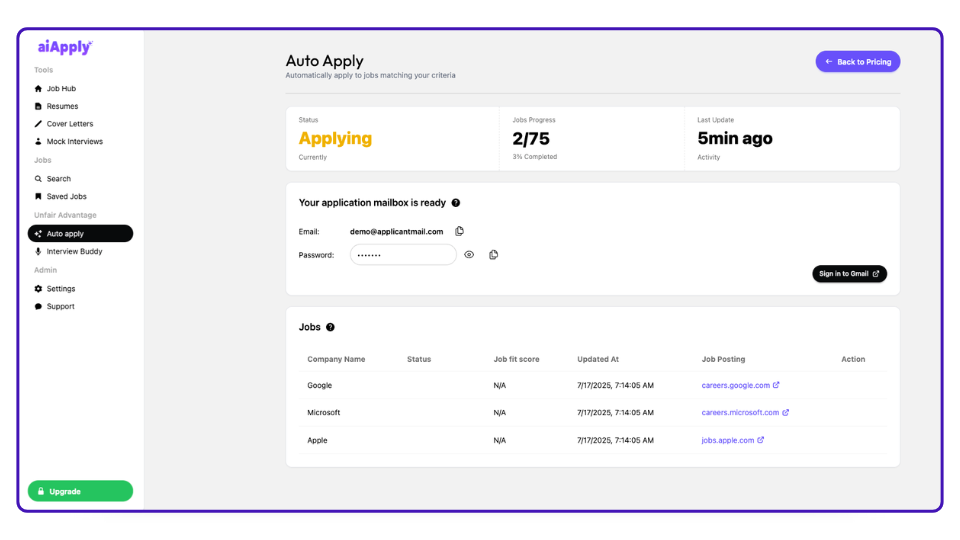 AI Apply - Auto Apply Dashboard