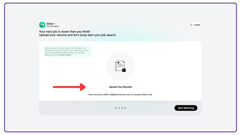 Jobright - Laden Sie Ihren Lebenslauf hoch