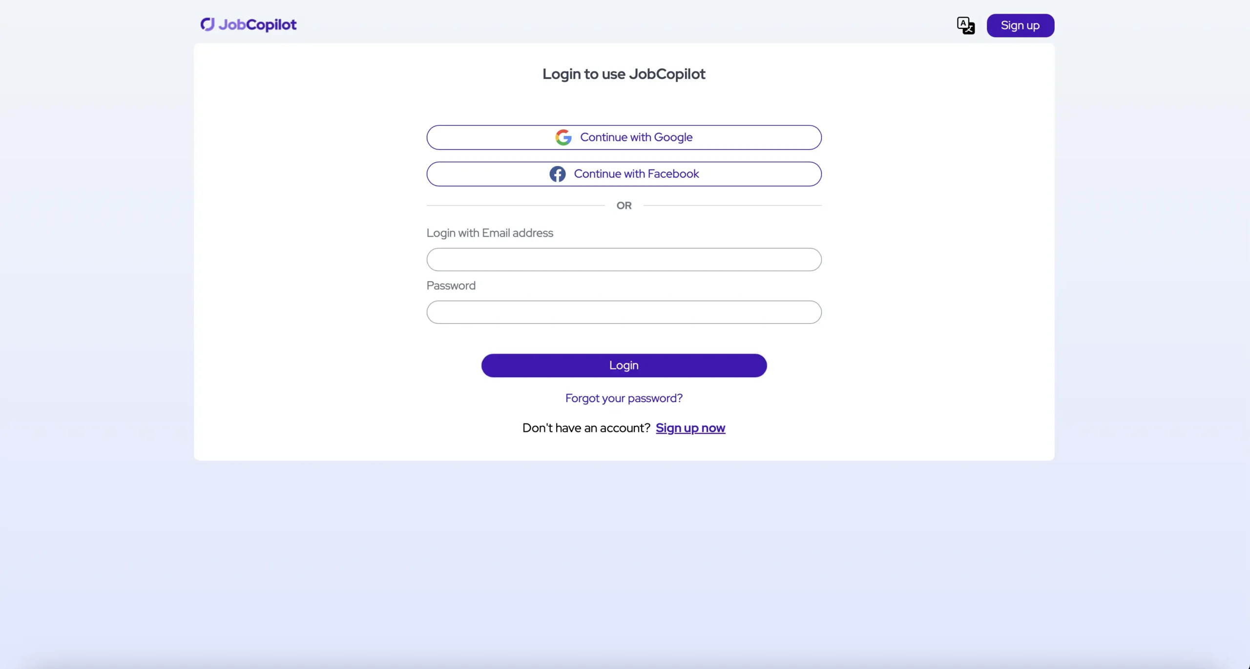 page d'inscription à l'emploi copilot