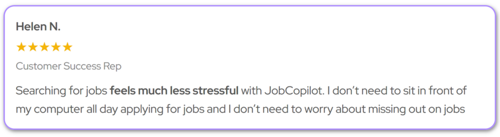 Témoignage de JobCopilot par Helen N.