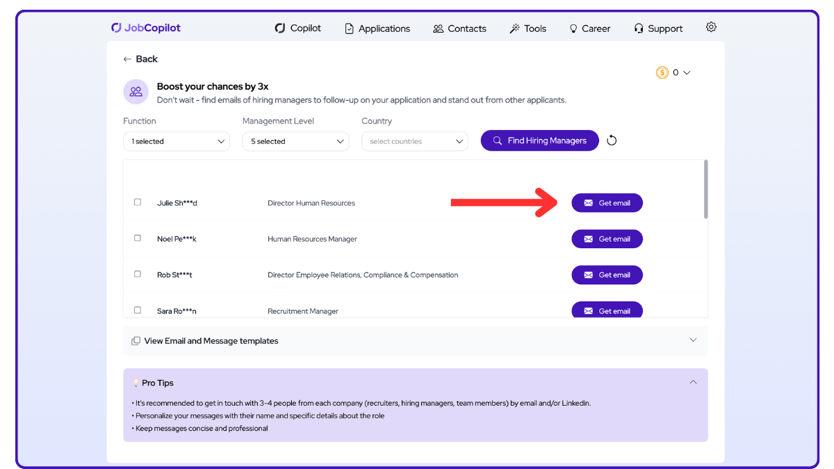 Encontrar contactos de responsables de contratación con JobCopilot