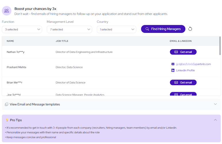 Get contacts of hiring managers using JobCopilot