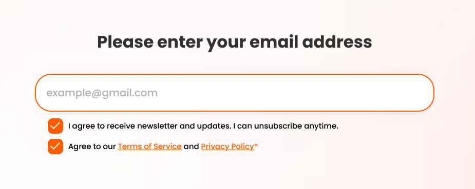 Schermata di iscrizione ad ApplyBlast che chiede agli utenti di inserire il proprio indirizzo e-mail e di accettare i termini e gli aggiornamenti della newsletter.