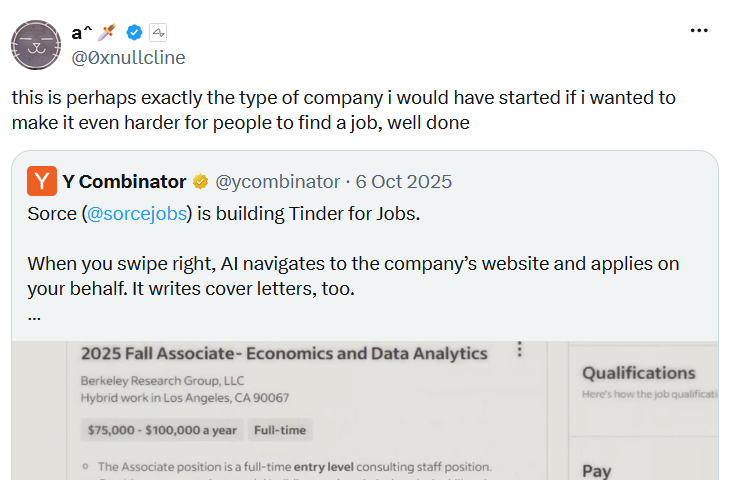 Genau die Art von Unternehmen, die ich gegründet hätte, um die Jobsuche noch schwieriger zu machen."