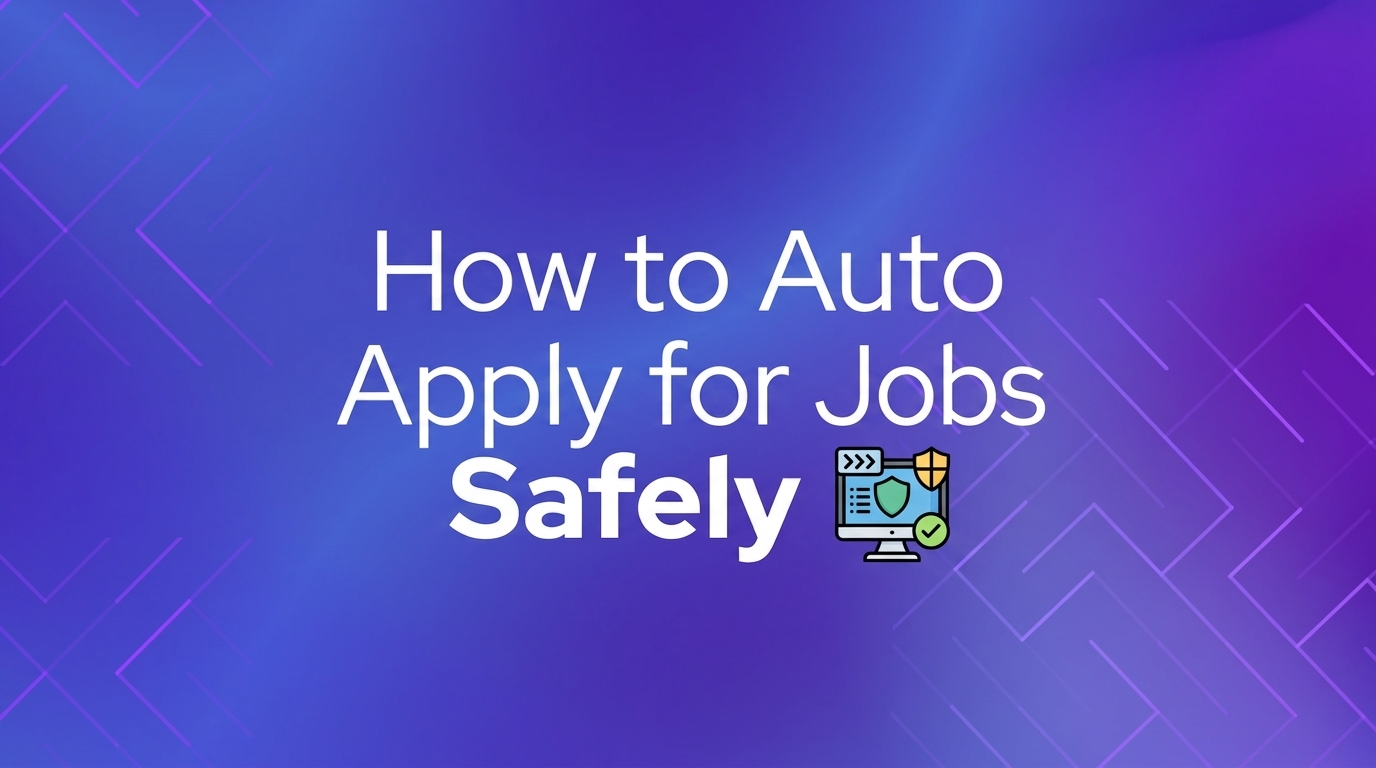 Illustration showing safe auto-apply strategies and resume tailoring decision matrix for job seekers.