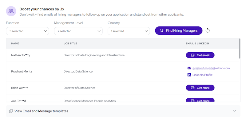 With JobCopilot you can get emails of hiring managers to follow up on your applications