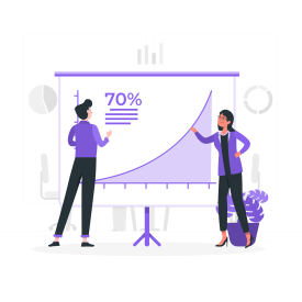 Illustration of two people presenting a growth chart