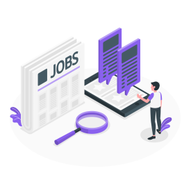 Illustration of person searching for jobs on a mobile device
